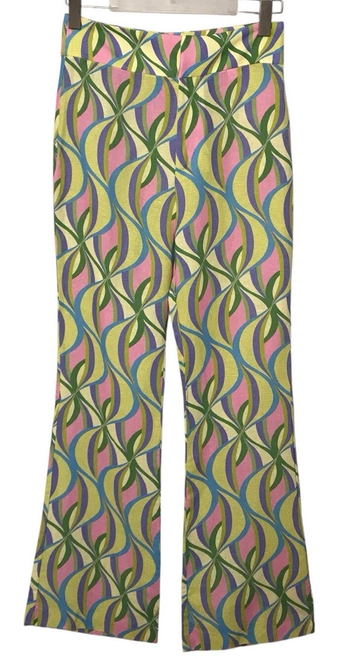 Zara Womens XS Psychedelic Swirl Flare Pants Flare Reto Hippie Boho Retro